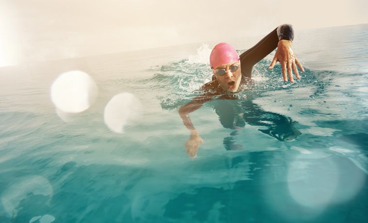 A man swimming