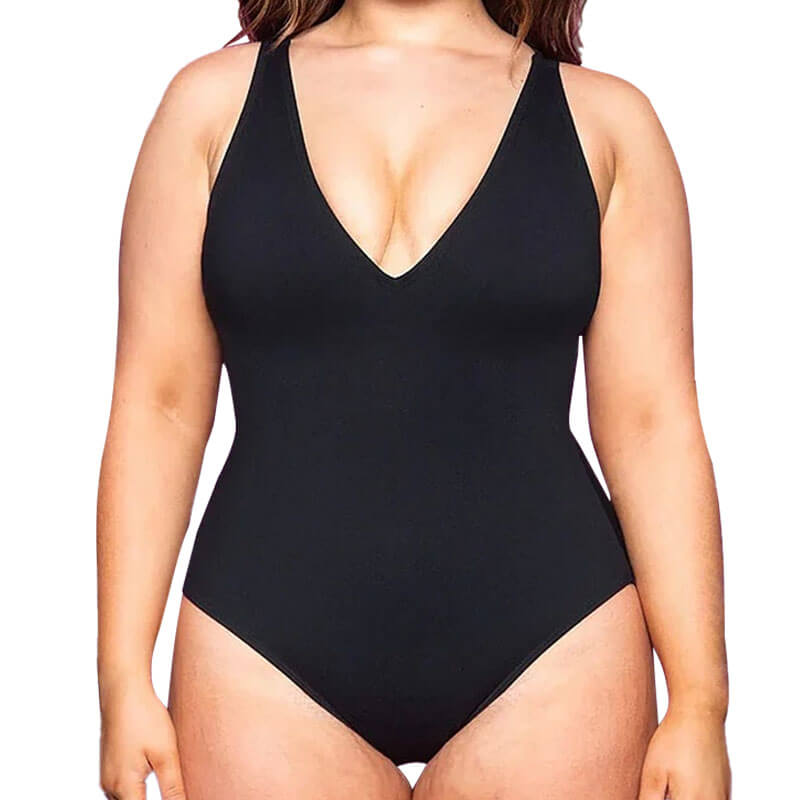 back lace up shapewear on a model front view