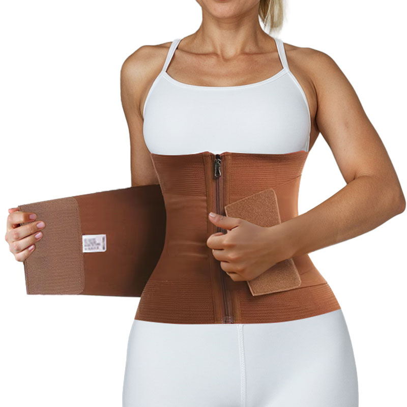 Front view of a model wearing a tummy control waist trainer